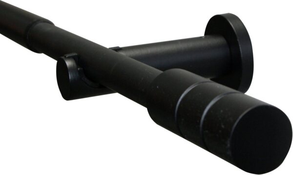 Gardinia Gardinenstangen-Set Kreta 1-Lauf Ø 16-19 mm schwarz-matt 120 cm - 210 cm