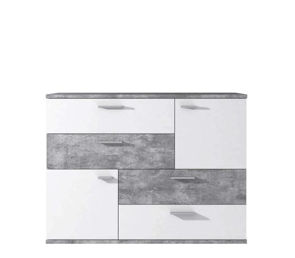 Forte 'Skive' Kommode, Holzwerkstoff Betonoptik, 95,9 x 41,3 x 124,9 cm