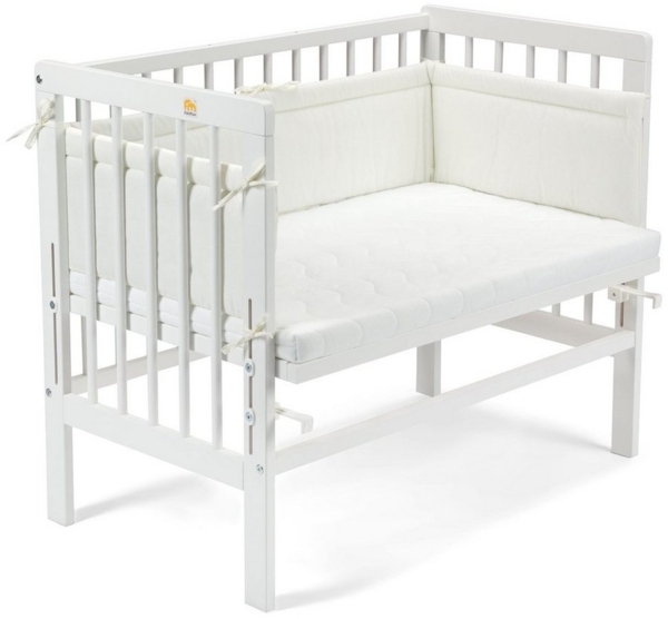 Fabimax 2568 'BASIC' Beistellbett weiß, inkl. Matratze 'COMFORT' und Nestchen 'Amelie' creme