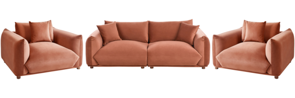 Sofa Set Samtstoff goldbraun 5-Sitzer mit Kissen LUVOS