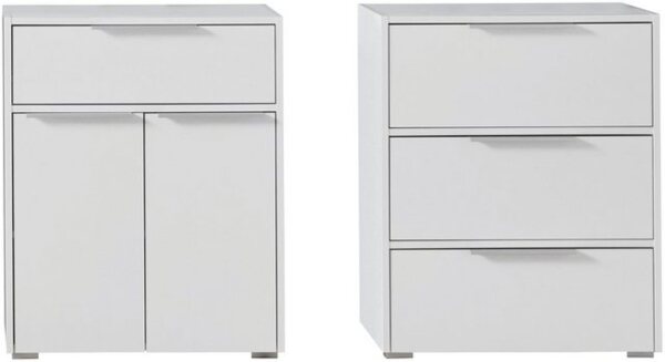 Trendteam Badezimmer-Kommoden-Set, 2-teilig, weiß, 76 x 28 x 137 cm