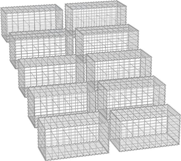 SONGMICS Gabionenkörbe, verzinkt, Metall silber, 100 x 50 x 50 cm, 10 Stück