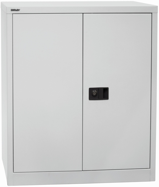 Bisley Flügeltürenschrank Universal, 1 Fachboden, 2 OH, Farbe lichtgrau