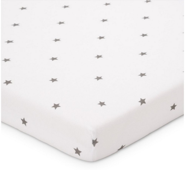 FabiMax BIO-Jersey Spannbettlaken für Laufgitter 100x100 cm, weiß / graue Sternchen
