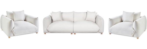 Sofa Set Stoff cremeweiß 5-Sitzer mit Kissen LUVOS