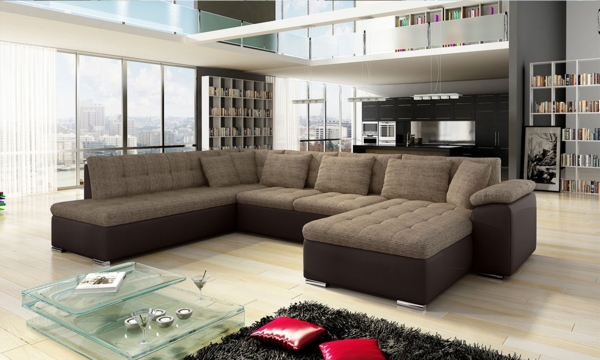 Mirjan24 'Niko Bis' Wohnlandschaft, Plüschstoff, 76 x 205 x 348 cm, Braun, Rechts