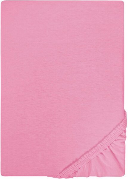 Biberna Jersey-Spannbetttuch, 100 % Baumwolle, Pink, 1x 90x190 cm - 100x200 cm