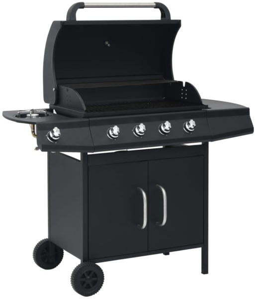vidaXL Gasgrill 4+1 Flammen Schwarz Stahl
