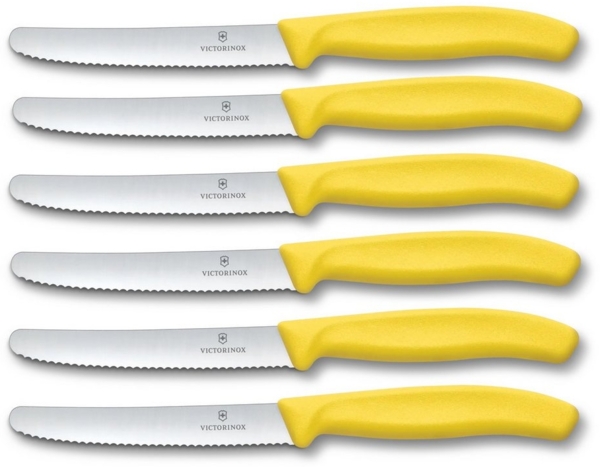 Victorinox | Tafelmesser Set | 6-teilig | Swiss Classic Serie | gelbe Griffe | langlebig & spülmaschinenfest | ideal für präzises Schneiden im Alltag