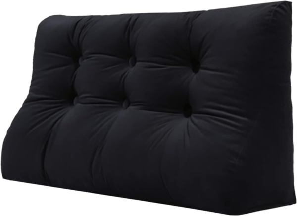 VERCART Keil-Lesekissen, dreieckig, Bettsttze, Rckenlehne, Kopfteil, Rckensttze, dekoratives Kissen, schwarzer Samt, 100 x 25 x 55 cm