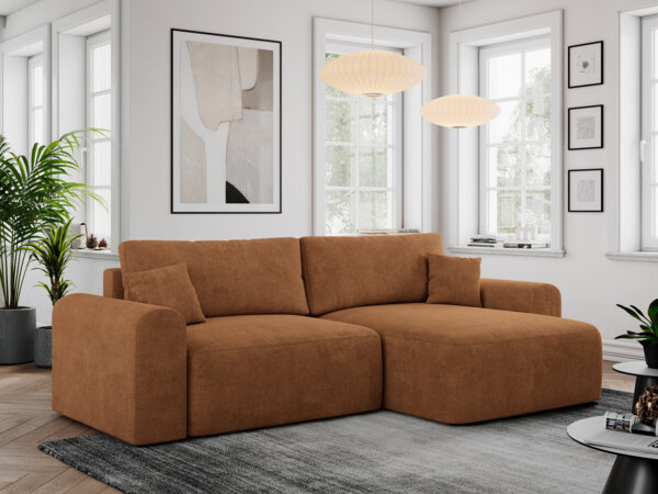 MKS Meble 'Nelson' Ecksofa mit Schlaffunktion und Bettkasten, L-form, Orange, Stoff