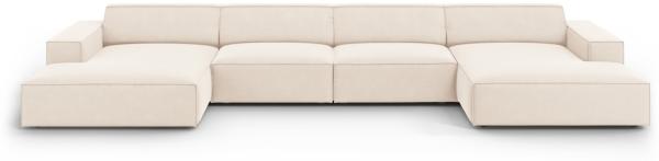 Micadoni 'Jodie' 6-Sitzer-Sofa, Panorama, Samtstoff, Beinfarbe Black Plastic, Helles Beige