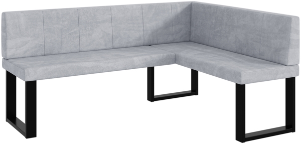 MEBLINI Eckbank für Esszimmer - Küchenbank - Essecke - Sitzecke Küche - PETER - U-Beine 128x168x87cm Rechts - Hellgrau Samt