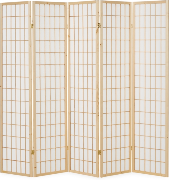 5fach Holz Paravent Raumteiler Trennwand Shoji Faltbar Natur