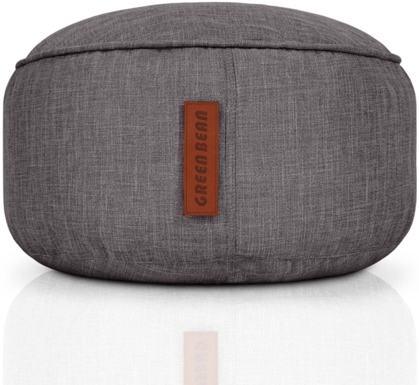 Green Bean® Sitzsack-Hocker 45x25cm mit EPS-Perlen Füllung - Sitz-Pouf für Sitzsäcke - Sitzhocker für Kinder und Erwachsene - Dunkelgrau