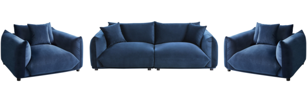 Sofa Set Samtstoff dunkelblau 5-Sitzer mit Kissen LUVOS
