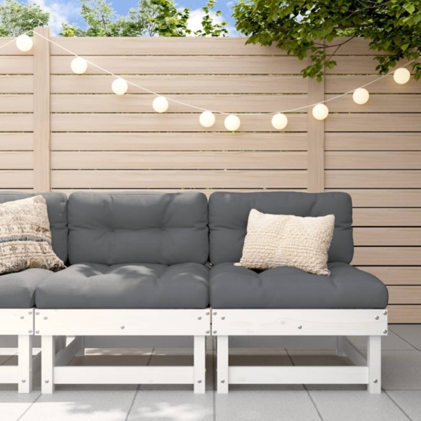 vidaXL Garten-Mittelsofas 2 Stk. Weiß Massivholz Kiefer 825402