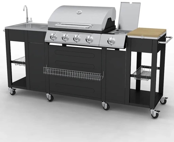 vidaXL Gasgrill mit 4+1 Flammen Schwarz 40425