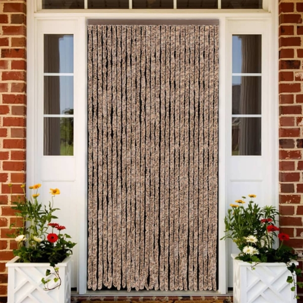 vidaXL Fliegenvorhang Beige und Dunkelbraun 118x220 cm Chenille 4004880