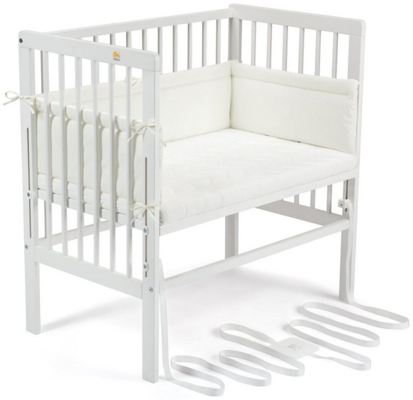 FabiMax 'BOXSPRING' Beistellbett weiß, inkl. Matratze 'CLASSIC' und Nestchen 'Amelie' creme