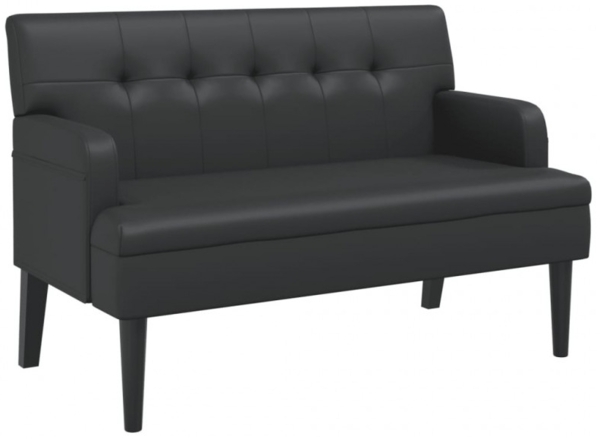 Sitzbank mit Rückenlehne, Kunstleder, Schwarz, 112 x 65,5 x 75 cm