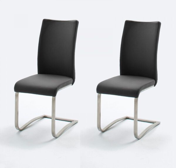 2er-Set Schwingstuhl 'Arco' Schwarz Leder