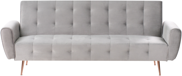 beliani 'SELNES' Schlafsofa, 3-Sitzer, Samtstoff, Grau, 85 x 84 x 212 cm