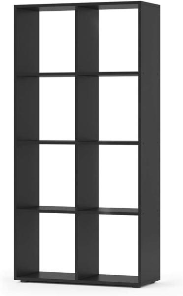 Vicco Raumteiler Scutum 8 Fächer Schwarz 140 x 72 cm - Regal Bücherregal Standregal Aktenregal Raumtrenner