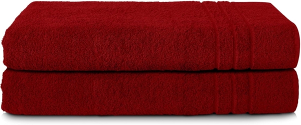 Komfortec 2er Saunatuch Set 80x200 cm aus 100% Baumwolle, XXL-Saunatücher, Sauna Handtuch, Weich, Groß, Frottee, Schnelltrocknend, Aurorarot