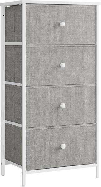 Songmics 'STL314L10' Kommode mit 4 Stoff-Schubladen, Holz / Stahl taubengrau-cremeweiß, 91,7 x 30 x 45 cm