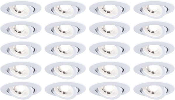 Paulmann 99997 LED Einbauleuchten 20er-Set schwenkbar 3000K Weiß