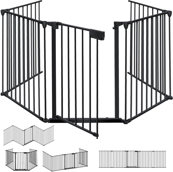 KESSER® Kaminschutzgitter, mit Tür, 600cm Länge, Schwarz