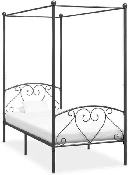 vidaXL Himmelbett-Gestell Grau Metall 90x200 cm [284440]