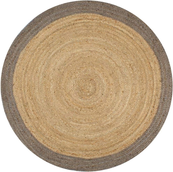 vidaXL Teppich Handgefertigt Jute mit Grauem Rand 150 cm 133676