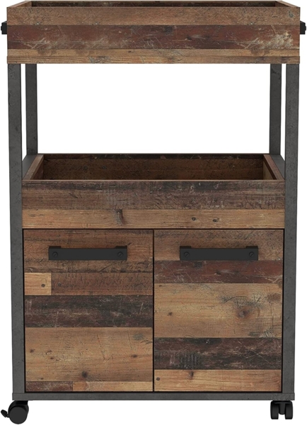 FORTE Home Bar Barschrank mit Rollen, Holzwerkstoff, Grau/Braun, 60 x 88,5 x 40 cm