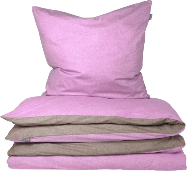 Schiesser 'Doubleface' Wendebettwäsche, Baumwolle, 2-teilig, Rosé / Silber, 155x220 cm, Renforcé