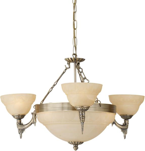 Eglo 85857 Kronleuchter Marbella brüniert Glas alabaster champagner 6-flammig Ø 74cm