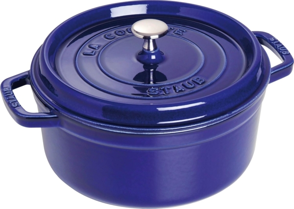 Staub La Cocotte 26cm rund dunkelblau, Gusseisen Auflaufformen + Bräter
