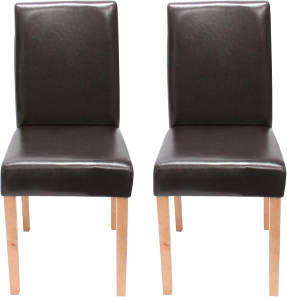 2er-Set Esszimmerstuhl Stuhl Küchenstuhl Littau ~ Kunstleder, braun, helle Beine