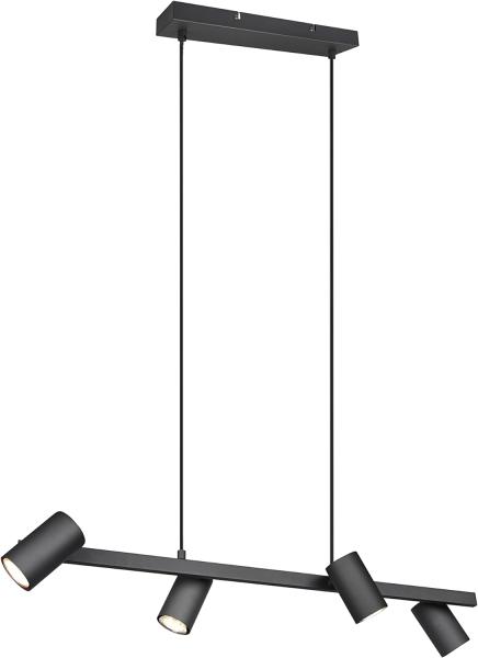 Balkenpendelleuchte MARLEY 4-flammig in Schwarz, Breite 80cm