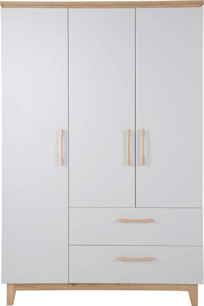 roba Kinderkleiderschrank 3-türig 'Caro' - Soft-Close - Drehtürenschrank - Lichtgrau / Goldeiche