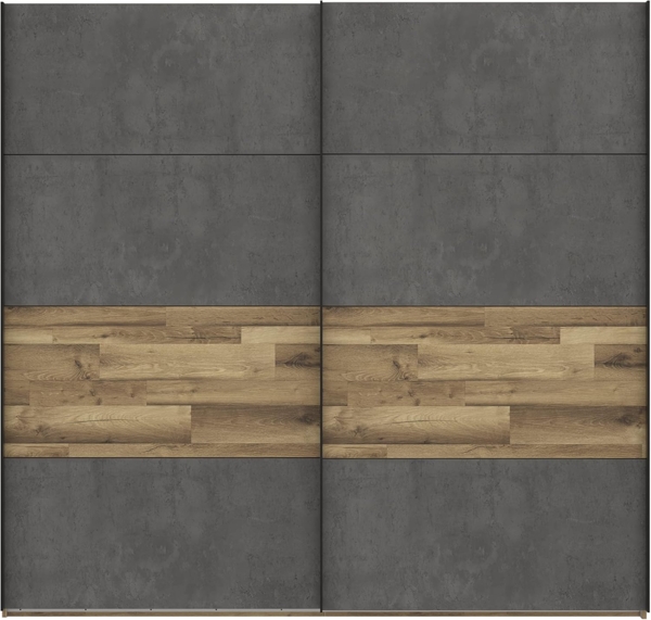 FORTE Ricciano Kleiderschrank, Holzwerkstoff, Braun/Grau, 220,1 x 210,5 x 61,2 cm