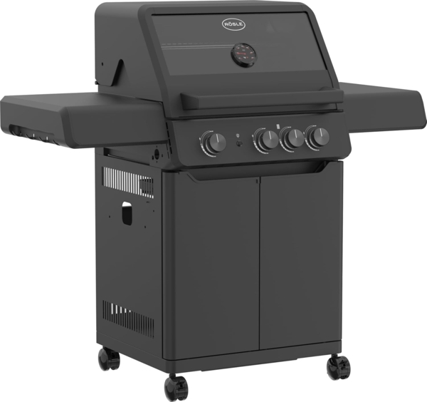 Rösle 'ALLFLAME Peer' Gasgrill mit 3 Brenner, Edelstahl schwarz, 127 x 61 x 118 cm