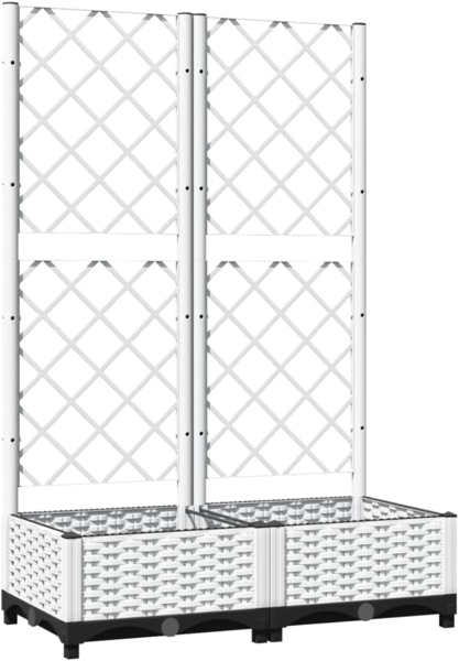 vidaXL Pflanzkübel mit Rankgitter Weiß 80x40x121,5 cm PP 153281
