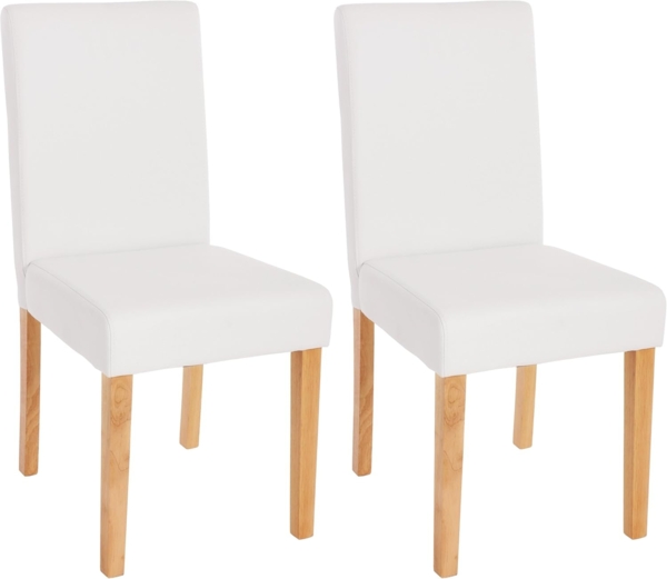 2er-Set Esszimmerstuhl Stuhl Küchenstuhl Littau ~ Kunstleder, weiß matt, helle Beine