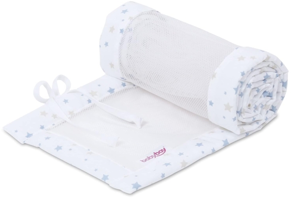 babybay Nestchen Mesh-Piqué für Maxi, Boxspring und Comfort, weiß Stern sand/azublau