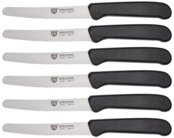 Frühstücksmesser / Brötchenmesser, 6 Stück, schwarz